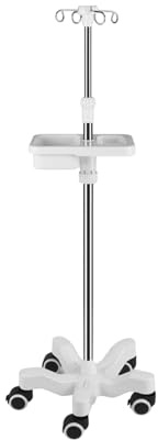 HTYUKFDG Infusion IV Pole w/5 Wheels Medical Infusion Stand w/Tray/Armrest Stainless Steel Drip Stand Height Adjustable IV Bag Holder for Beauty Salon Clinic IV Drip Stand