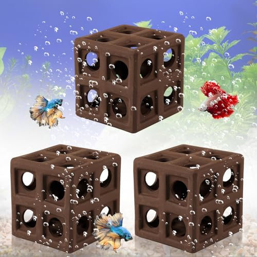 ASOFTY 3 Stück Aquarium Keramik Versteck, Fisch Tank Zubehör Höhle Dekoration, Fisch Garnelen Versteck, Cave für Fisch Tan, Keramik Garnelenhöhle für Aquarium Deko
