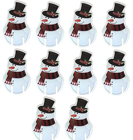 10 Pcs Snowman Wine Glass Mug Mini Christmas Cake Sign Flag Table Place Card For Xmas Festival Decoration Christmas Decoration Convenient handled