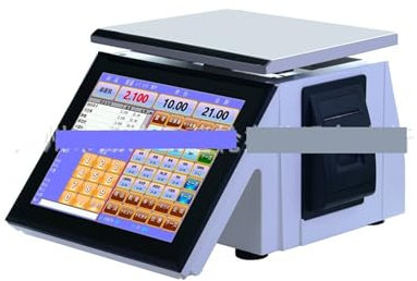 Registrierkasse für kleine Unternehmen Integrierte Registrierkasse mit 12-Zoll-Touchscreen, Registrierkasse mit Wiegefunktion for Snackshops, Registrierkasse, Registrierkasse, Waage, integrierte Waage