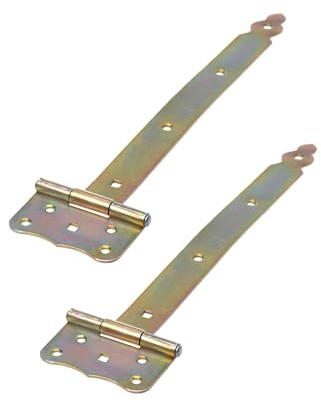 Aqbau® 2er Set Kreuzgehänge, Ladenband Scharnier, Türscharnier aussen, Torscharnier, Scharniere für gartentor, Torbänder, Türschaniere Holztür Außen (Gold (Verzinkt), 350 mm)