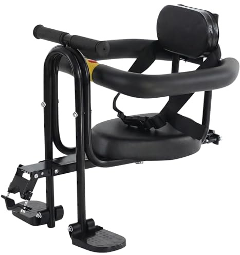 YUZINO Fahrrad Kindersitz Vorne, Abnehmbarer Kindersattel mit Leitplanke & Rückenlehne & Weichem Sitzkissen & Höhenverstellbare Pedal, für MTB Rennrad, Falträder, für Kinder von 1~4 Jahre (bis 40 kg)