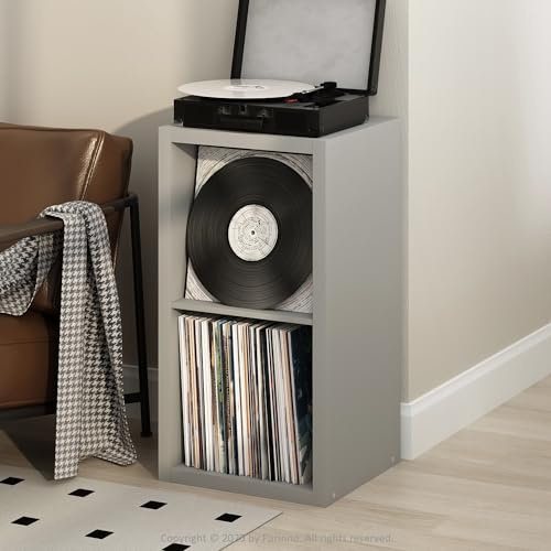 Furinno Cubicle Tocadiscos con Compartimento 2 Cubos 1,2 Estante Abierto para CD DVD BLU-Ray Sala de Estar Oficina Blanco
