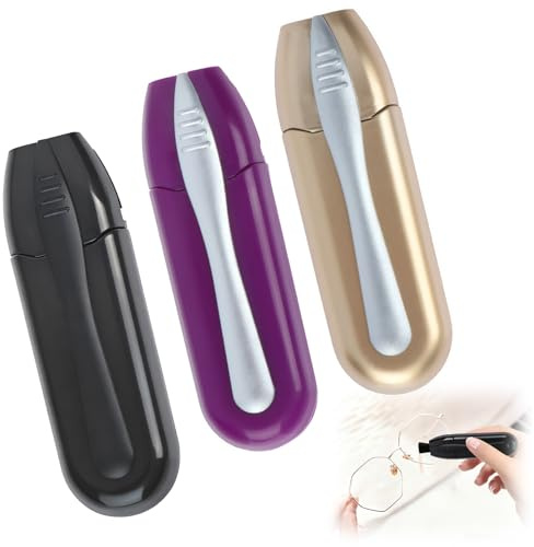 3Pcs Peeps Glasses Cleaner Set 2 in 1 Reusable Lens Cleaner for Spectacle Portable Microfiber Glass Cleaning Brushes Tool for Reading Glass Sunglasses Eyeglass Spectacles, Black Purple Gold