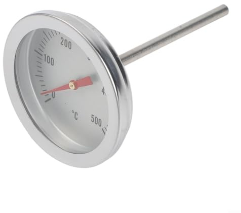 Edelstahl Ofenthermometer mit 70mm Hitzebeständiger Sensor, 0-500°C Bereich, für Pizzaofen, Holzofen & Grill