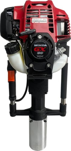 Berger & Schröter | Benzin GX50 Motor 2 PS 4 Takt Pfahlramme Zaunpfahlramme Pfostenramme Handramme 25-45J Schlagenergie, 49,9 CCM, Durchmesser bis 80mm