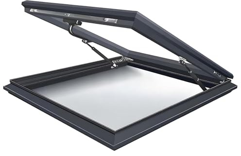 Finestra da Tetto Manuale in Alluminio con Doppio Vetro Temperato, Lucernario Apribile con Pistone, Botola per Soffitta Cantina Veranda, Tetto Piano o Inclinato(Open 45°,33x41/83.8x104.1cm)