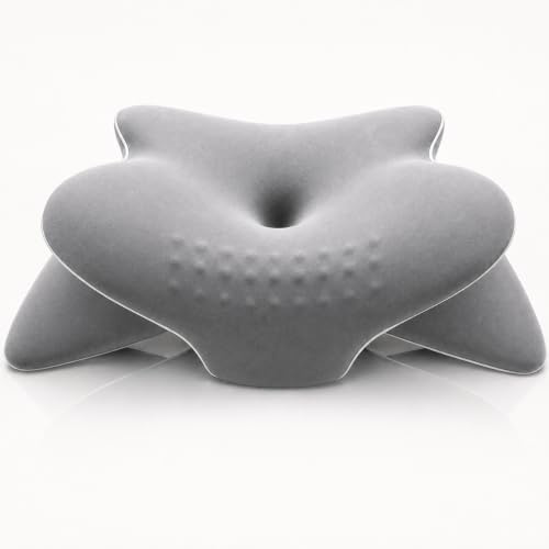 Seitenschläferkissen – Ergonomisches Nackenkissen in Schmetterlingsform Nackenstützkissen, OEKO-TEX Standard 100 zertifiziert, atmungsaktives Kopfkissen für Seiten , Rücken und Bauchschläfer,Grau