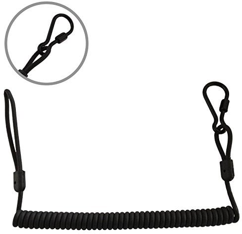 Koiled Military-Grade Braided Kevlar Cord Lanyard Retractable Keychain- Carabiner Clip, 265lb/120kg Breaking Strength - Security Belt Key Chain Tether Strap for Weapons, Guns, Keys, Tactical Gear