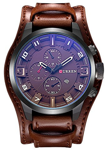 CURREN Original Herren Sport Wasserdicht Lederband Datum Armbanduhr 8225, Classic
