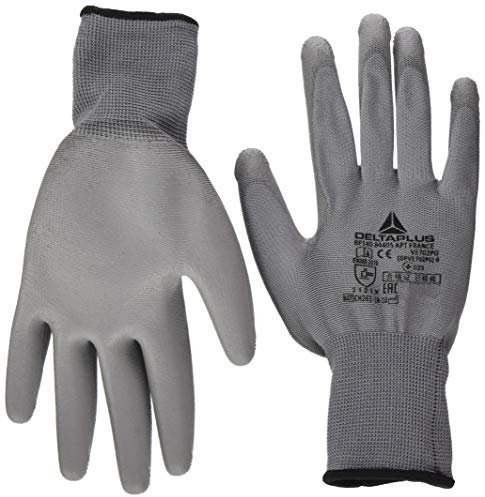 Deltaplus DPVE702PG09 Polyester Feinstrickhandschuh / Handfläche Pu, Grau, Größe 09