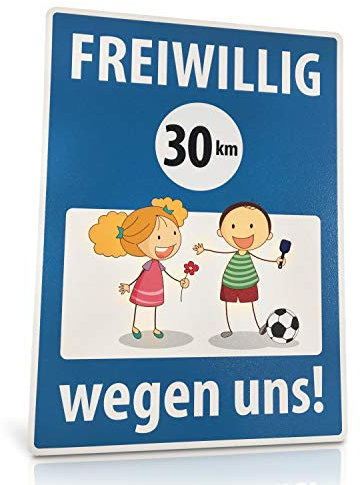 Betriebsausstattung24® Spielstraße | bitte langsam fahren - spielende Kinder | Vandalismus geschützt - Anti-Sticker-Beschichtung | Aluminium | 48,0 x 66,0 cm | 2 mm (Freiwillig 30 km/h)