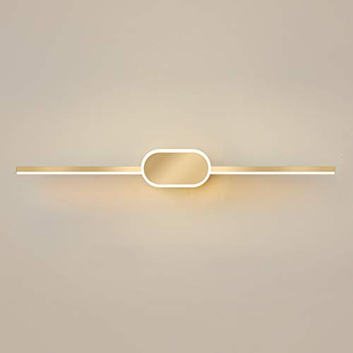 VOMI LED Spiegelleuchte Schminktisch Beleuchtung Metall Modern Wandleuchte Spiegellampe Innen Warmweiß Badezimmerleuchten mit Acryl Lampenschirm für Bad Schlafzimmer Restaurant, Golden,60cm