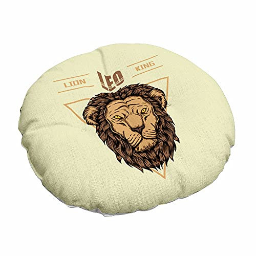 Morbuy Stuhlkissen Runde Sitzkissen Nordic Tiermuster Atmungsaktiv Baumwolle Leinen Tatami Komfortable Stühle Bodenkissen Sitzauflagen für Outdoor Garten Office Sessel (40x40cm,Gelber Löwe)