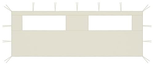 vidaXL Pared Lateral de Cenador con Ventana Tienda Toldo Pabellón Carpa Gazebo Fiesta Accesorio Jardín Patio Cerramientos Crema 6x2 m