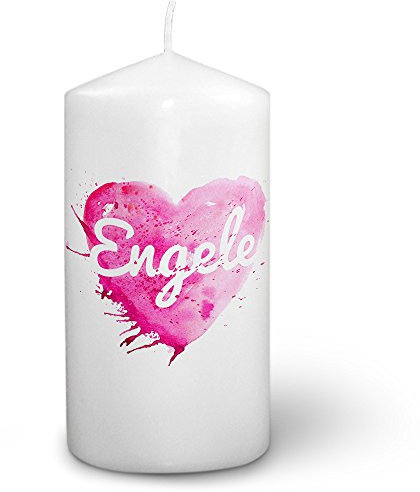 printplanet® Kerze mit Namen Engele - Fotokerze mit Design Painted Heart - Wachskerze, Taufkerze, Hochzeitskerze