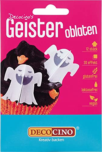 DECOCINO Papel de oblea para decoración de tartas, diseño de fantasmas con efecto 3D (6 unidades)
