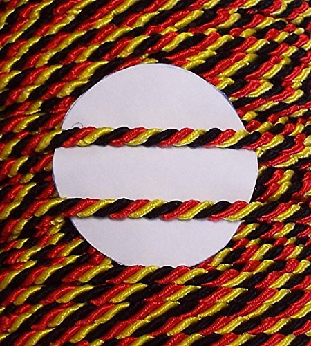 Großhandel für Schneiderbedarf 3 m Kordel 3,5 mm Schwarz-Rot-Gold, 30 Viscose / 70 % PC, 6 cm, Black-Red-Gold