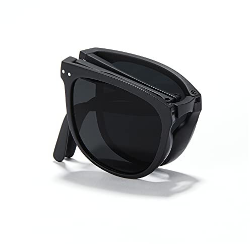 Cyxus Sonnenbrille Herren Damen Faltbare Leichtes TR90 Polarisiert Sonnenbrille UV 400 für Fahren Angeln Reisen (Schwarz)