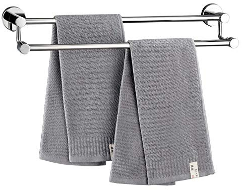 ZJYWMM Edelstahl Doppel-Handtuchhalter, Chrom-gebürstete Oberfläche, Wandmontiert, Hängende Handtuchhalter für Bad oder Küche (Größe: 80cm)