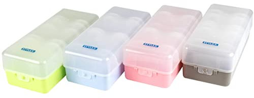 Toppoint-STYLEX 4er Pack DIN A8 Lernbox/Karteikasten, je 2x Grau, 2x Grün, 4 Allzweckboxen, 400 Karteikarten, 20 x 9 x 7 cm, Rechteckig, Kunststoff, zusammenklappbar, Haushaltsaufbewahrung