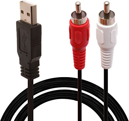 Cavo da USB a RCA, cavo da RCA a USB, USB 2.0 maschio a 2 RCA maschio Video AV A/V Converter Videocamera Audio Capture Card Splitter Cavo adattatore per TV/Mac/PC (5 Ft/1,5 metri)