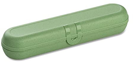 Koziol KLIKK ETUI Besteckbox to go, Etui für Reisebesteck, Bestecktasche, Besteckdose, Outdoor-Besteckbehälter, Campingbesteck Etui, Besteck-Verpackung wiederverwendbar, Nature Leaf Green