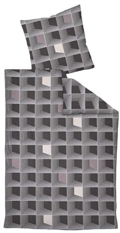 Janine Mako-Satin-Bettwäsche J. D. 155x220 + 80x80 cm atmosphäre-Taupe-Mauve