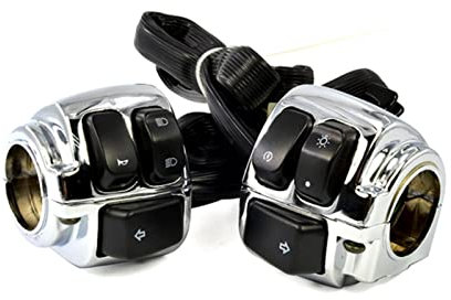 QWERTYUI AISHANBAIHUODIAN Motorrad 125-mm-Lenker Steuerschalter Kabelbaum Horn-Blinker Lichtschalter for Harley Sportster Dyna Softail 96-12 (Color : Silver)