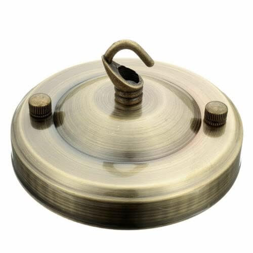 LEDSone Green Brass Vintage Single Out Ceiling Rose Hook Plate for Light Fitting Chandelier, 108mm Metal Antique Side Fitting Ceiling Plate with Accessories for Ceiling and Wall Lamp