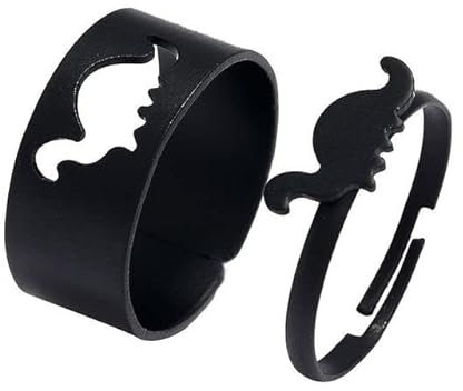 YAHUO Paar Ring Set Schwarz Dinosaurier Ringe Für Frauen Männer Offene Manschette Verlobungsringe Verstellbarer Passender Ring Schmuck