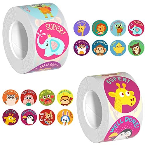 1000 PCS Incentive Stickers for Kids,1 Inch Animal Reward Stickers in 16 Designs.Teacher Supplies for Classroom,Potty Training Stickers,Encouraging Stickers,Motivational Stickers