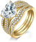 JewelryPalace Liebe Herz 3ct Zirkonia Solitär Ring Damen, Verlobungsringe Silber 925 Promise Ring Frauen, Hochzeitsring Trauring Simulierter Diamant Vorsteckring Band, Ringe Set Schmuck Vergoldet 57