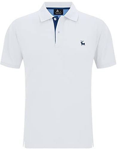 JACKETOWN Polo Shirts Herren Kurzarm Golf Poloshirt Schnelltrocknend Casual Sport Shirt Outdoor Atmungsaktives T-Shirts Sommer Polo Hemd Männer(Weiß-L)