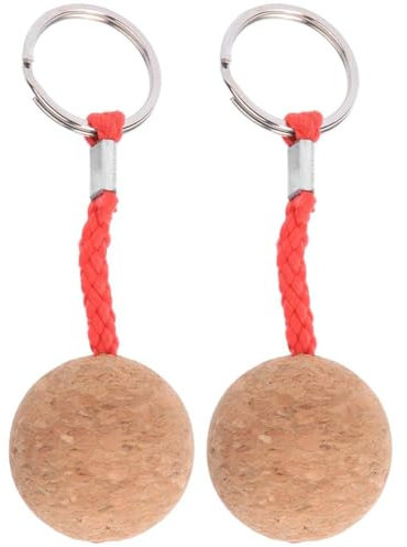 Cyrank Schwimmender Schlüsselanhänger, Schwimmender Kork Ball Schlüssel Ring, 2 Stück Kork Schlüsselanhänger, Wassersport Schlüssel Bund Leichter Schlüssel Anhänger Float Wassersport Zubehör(Rot)