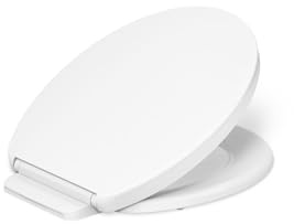 KOHLER K-26802-0 Impro ReadyLatch Quiet Close Round Toilet Seat, White Toilet Seat, Grip-Tight Bumpers, New Home Essentials, Slam Prevention