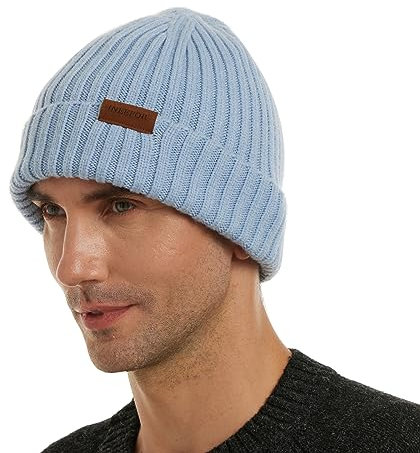 ineepor Wintermütze Herren Damen Merino Mütze Winter Wollmütze Strickmütze Kurz Beanie Hat Mit Fleece Futter Thermo Gefütterte Unisex Weich Warme