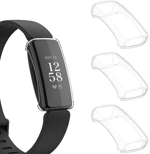 Vancle 3 Stück Hülle für Fitbit Inspire 2 Schutzhülle, Schutzhülle Weiche Ultradünne TPU Vollständige Abdeckung Cover Case, Schutzfolie für Fitbit Inspire 2 Hülle,Transparent+Transparent+Transparent