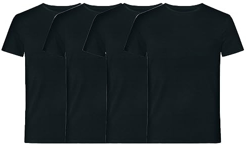 Resteröds - Bamboo - Unterhemd/Shirt Kurzarm - 4er Pack (XXL Schwarz)