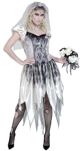 W WIDMANN MILANO Party Fashion - Costume Mariée Fantôme, Robe avec Voile, Fantôme, Zombie, Déguisement Halloween