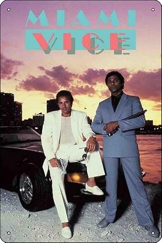 Oedrtqi Miami Vice Poster, lustiges Metall-Blechschild für Zuhause, Küche, Bar, Zimmer, Garage, Dekoration, 20,3 x 30,5 cm