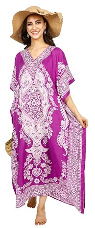 Shah Crafts. Women Kaftan Dress Kimono Long Beach Cover Up Gown Swimsuit Maxi Top Night Dress Loungewear Free Size