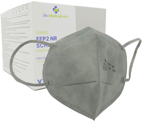 1A-Medicalcare 10x FFP2 Atemschutzmasken CE 2834 zertifiziert, Einzelverpackung in PE-Beuteln, 5-Lagen, inkl. Ohrentlastungsclips, atmungsaktiv & angenehmes Tragegefühl