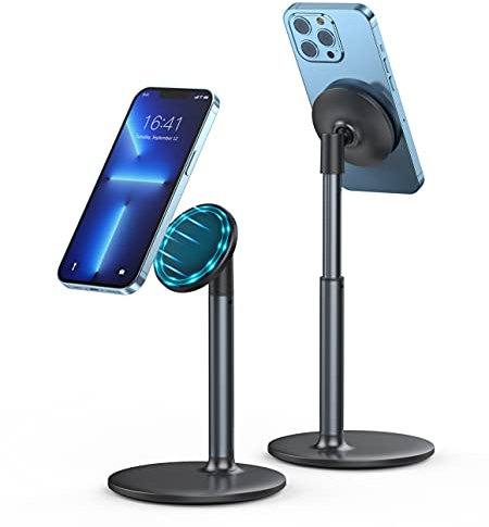 BHHB Mag-Safe Ständer Dehnbar Magnetischer Handy Halterung Tisch Stand mit Metallringe Kompatibel mit iPhone 15 14 13 12 Pro Max und Mag Safe Hülle