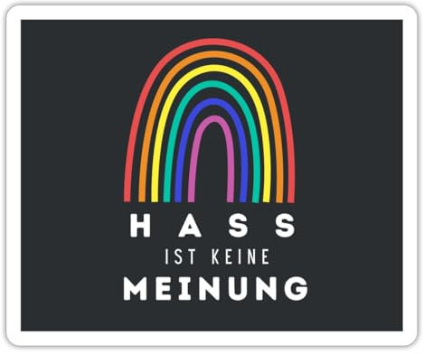 Spreadshirt Hass Ist Keine Meinung Statement Regenbogen Sticker Aufkleber, 10 x 10 cm, Mattweiß