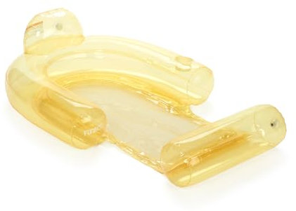 FUNBOY Transparenter gelber Netzstuhl 2-in-1 Wasserstuhl mit Kühlnetz und Wasserhängematte aufblasbarer Poolschwimmer