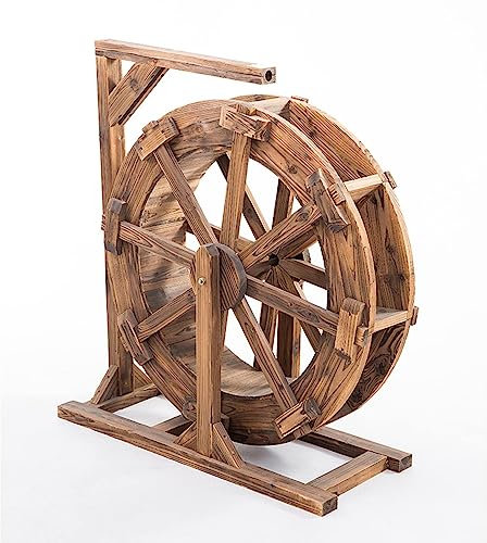 Holz-Wasserrad-Brunnen-Wasserfall-Feng-Shui-Rad Mit Halterung, Verwendet for Balkon-Terrassen-Gartenhof-unabhängige Teich-Pool-Wasserfall-Brunnen-Dekoration (Size : 80cm(31.5inch))