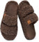 EverFoams Womens Fuzzy Open-toe Slippers Soft Comfy Memory Foam Indoor House Shoes Elegant Mocha, 5-6 UK