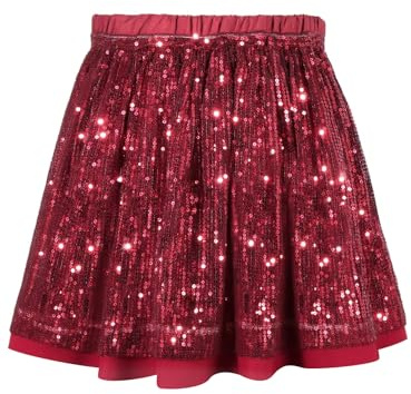 Glitzer Rock Mädchen Kinder Pailletten Rock Disco Outfit Festlich Kostüm | Glitzerrock with Sequin für Party, Metallic, A-Linie, Teen, 5–14 Jahre