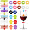 MAIXINNEW 30 Pcs Silicone Glass Markers for Drinks, Multicolour Wine Marker Reusable, Barware Glassmarker Unique for Party Camping Wedding